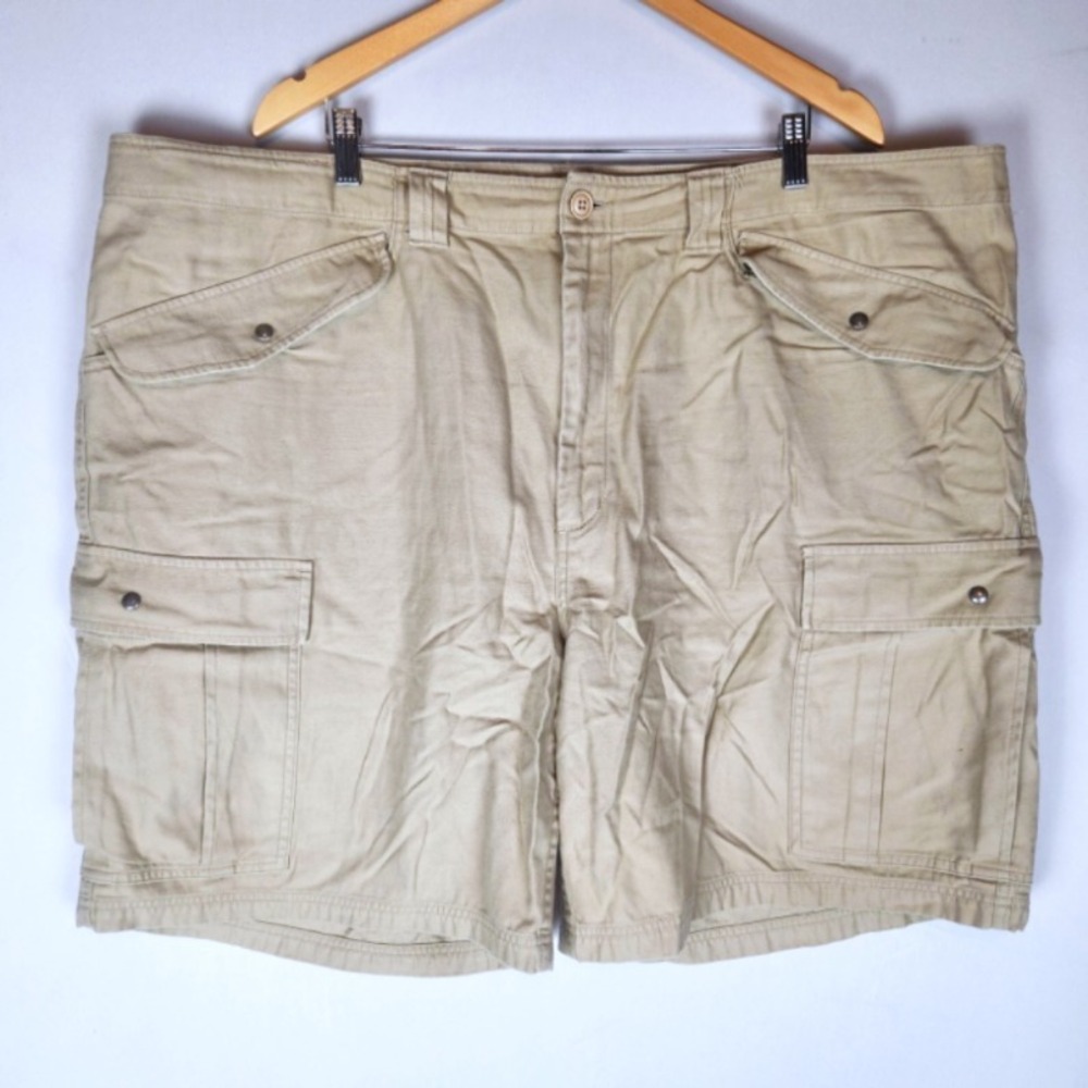 Duluth Cargo Shorts Men's Size 48 Beige Khaki 100% Cotton‎ 9" Inseam